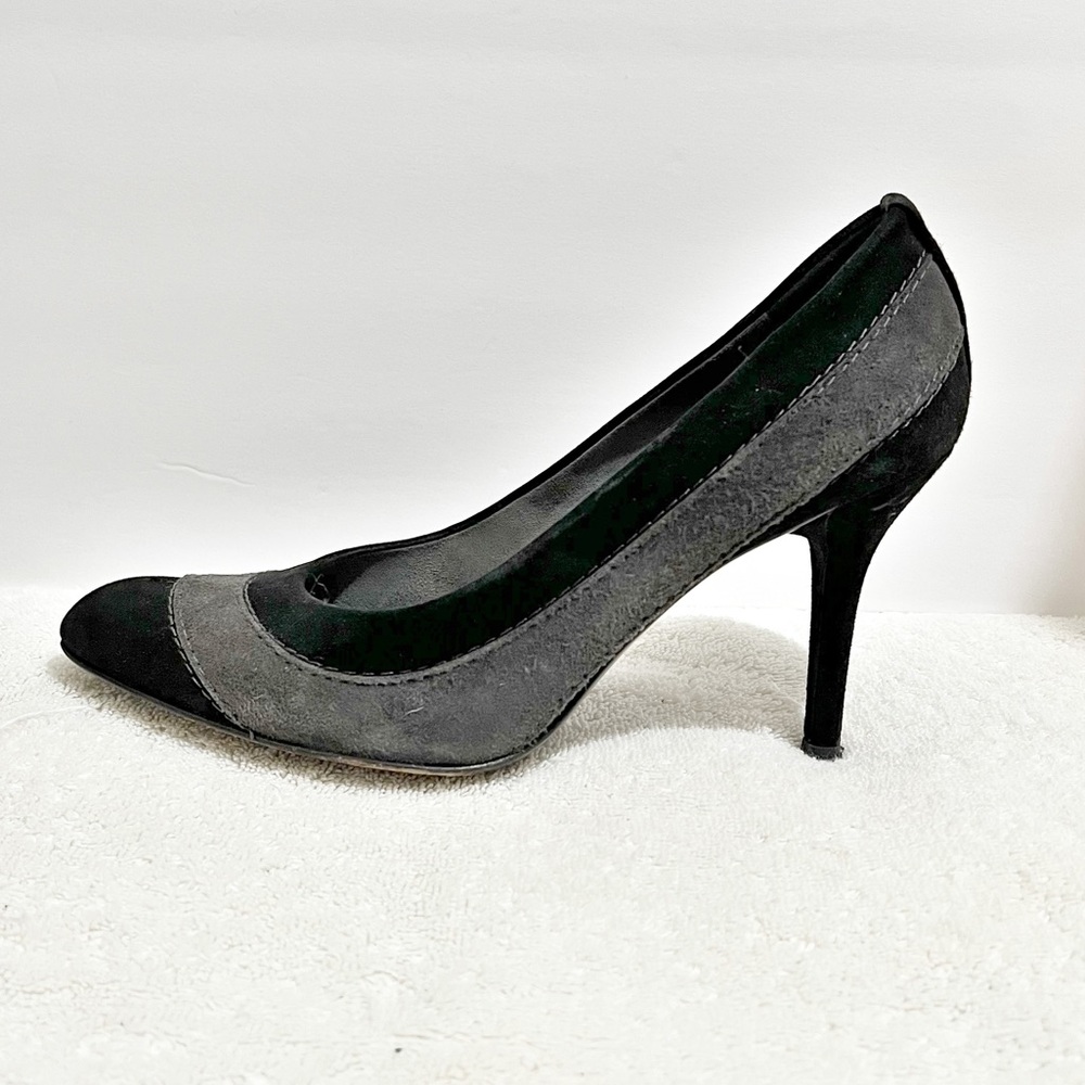 [Stuart Weitzman] Black & Gray Leather Suede Heel Shoes